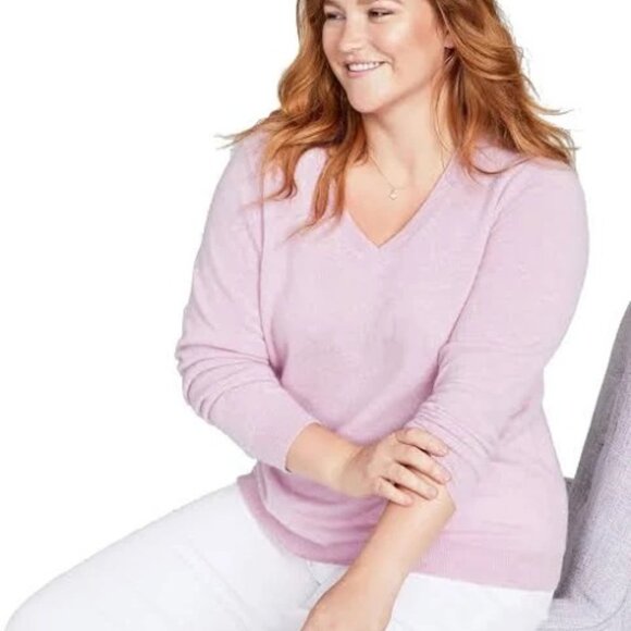 Charter Club NWOT 100% Luxury Cashmere V-Neck Pullover Sweater L Pink lavender - Picture 1 of 9